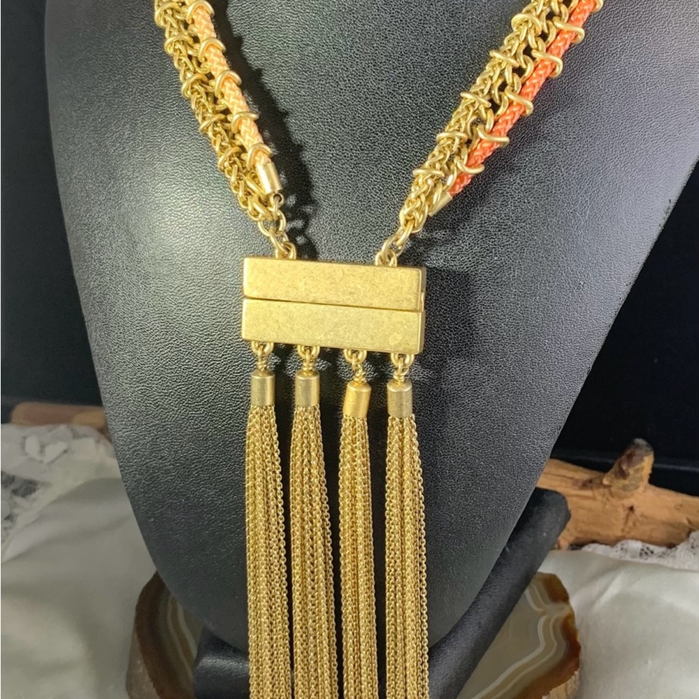 CAbi gold tone statement tassel necklace